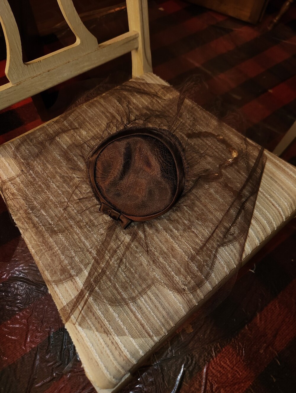 Vintage Brown Mesh Fascinator Hat with Veil